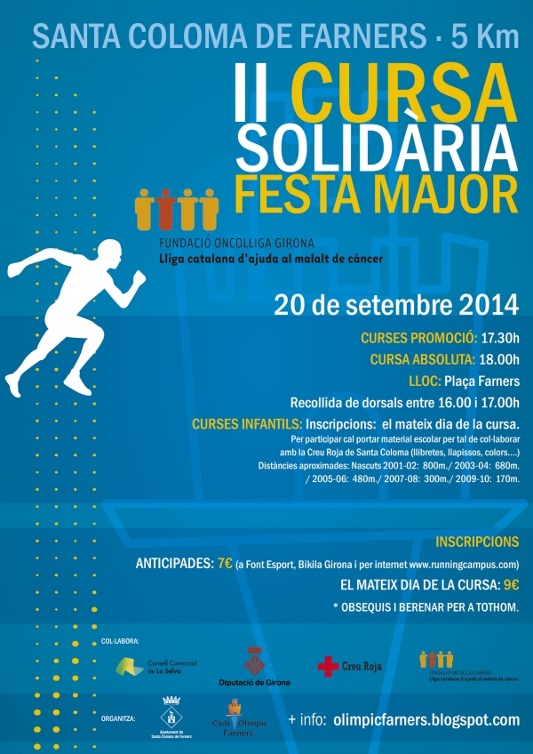Cartell II Cursa solidària de la Festa Major 2014